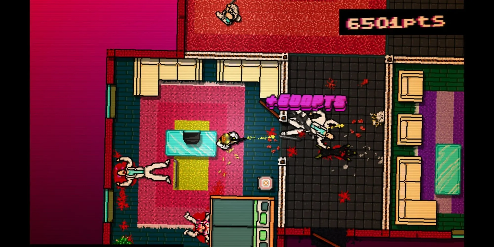 Hotline Miami với góc nhìn từ trên xuống và máu me khắp nơi