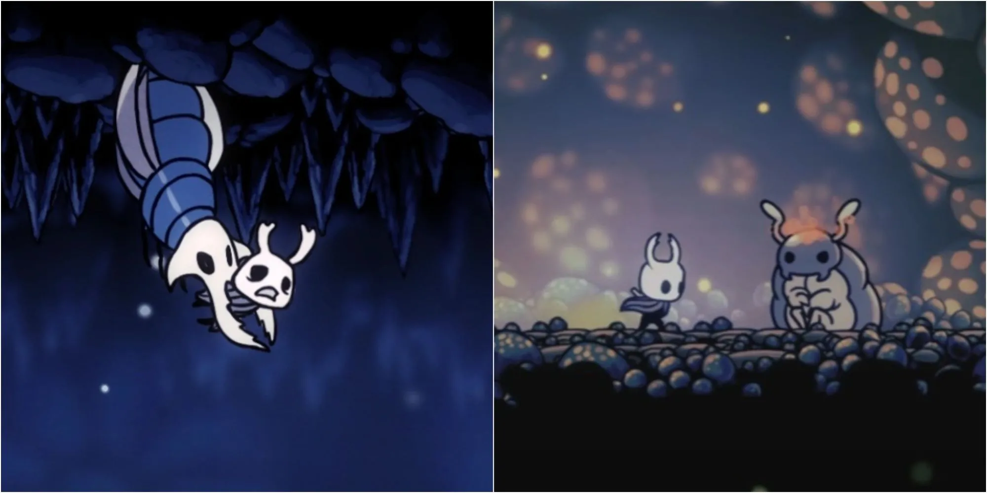 Knight đứng trước tượng Grey Prince Zote trong nhà Bretta, kích hoạt boss DLC Hidden Dreams.