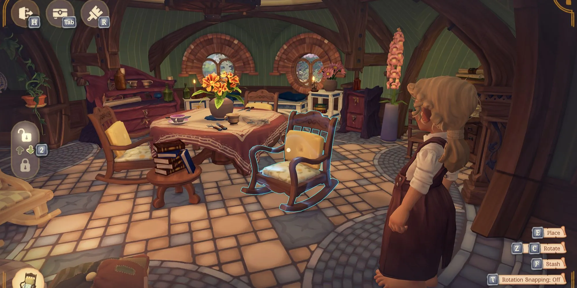 Màn hình trang trí nhà cửa chính thức trong Tales of the Shire, với các tùy chọn tùy chỉnh Hobbit Hole đa dạng.