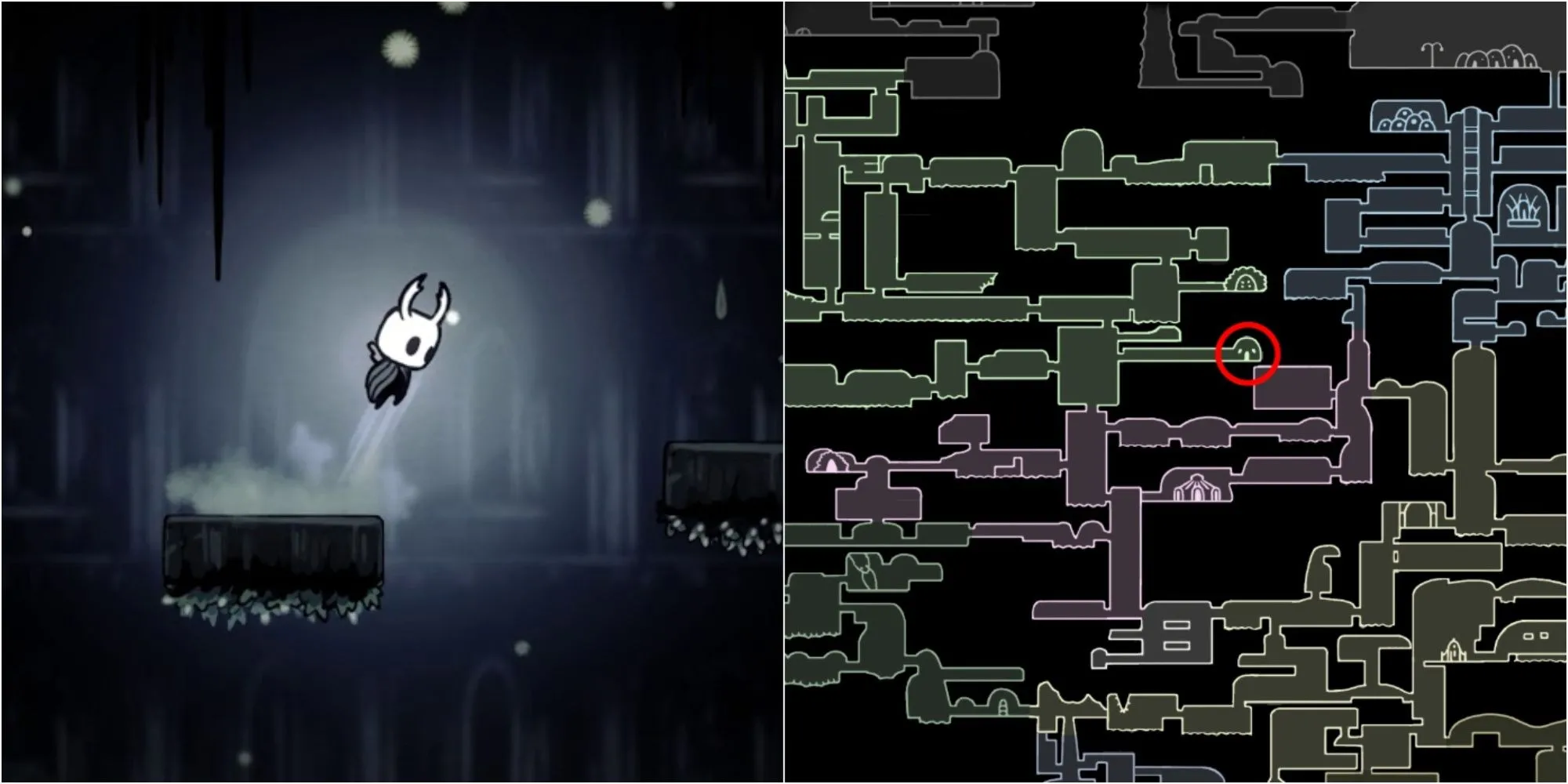 Mảnh Mặt Nạ sau khi đánh bại No Eyes trong Stone Sanctuary, cần Lumafly Lantern Hollow Knight