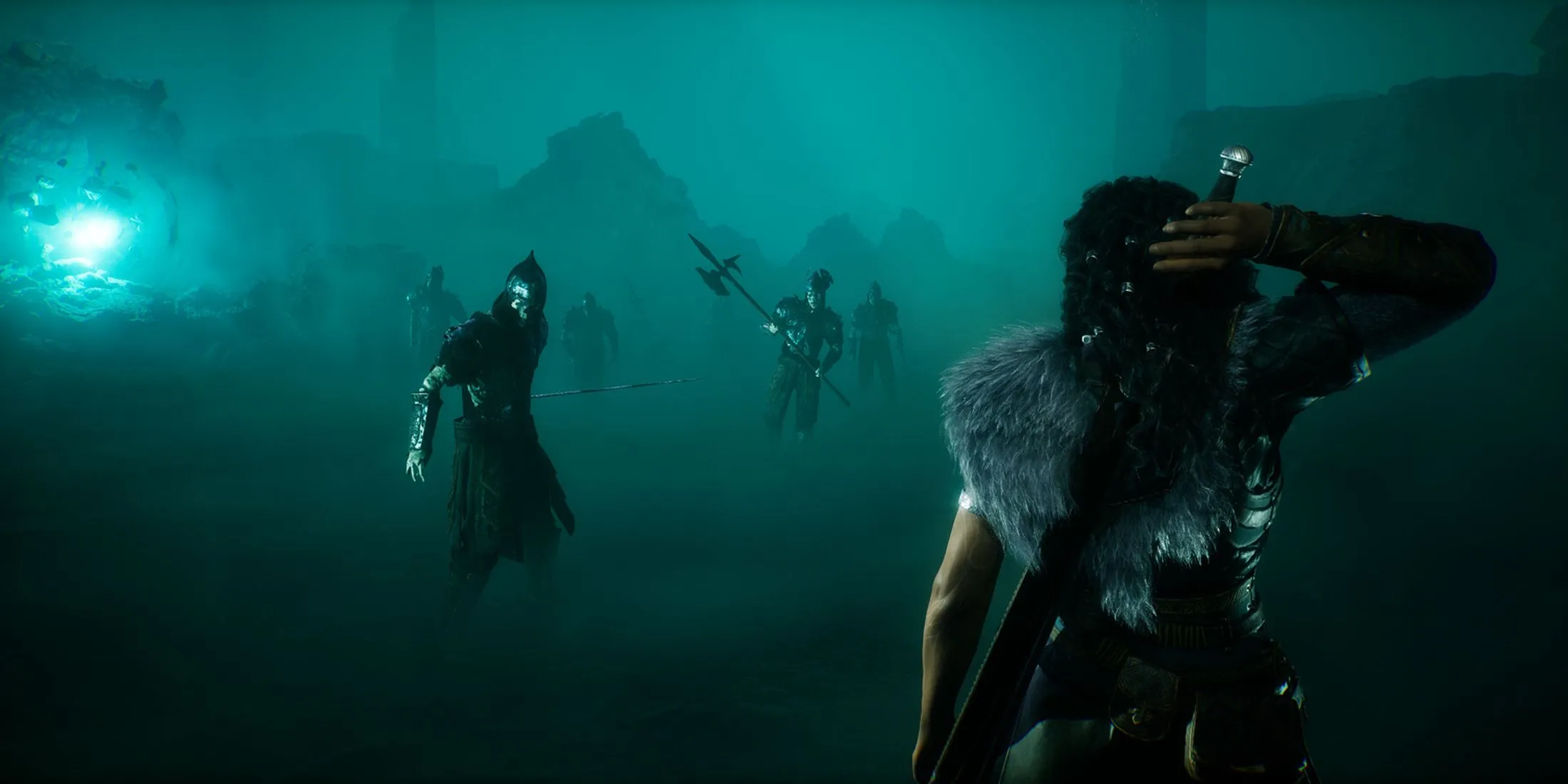 Một nhóm kẻ thù Dalsmen đang đối đầu với Ryn trong thế giới Echoes of the End.