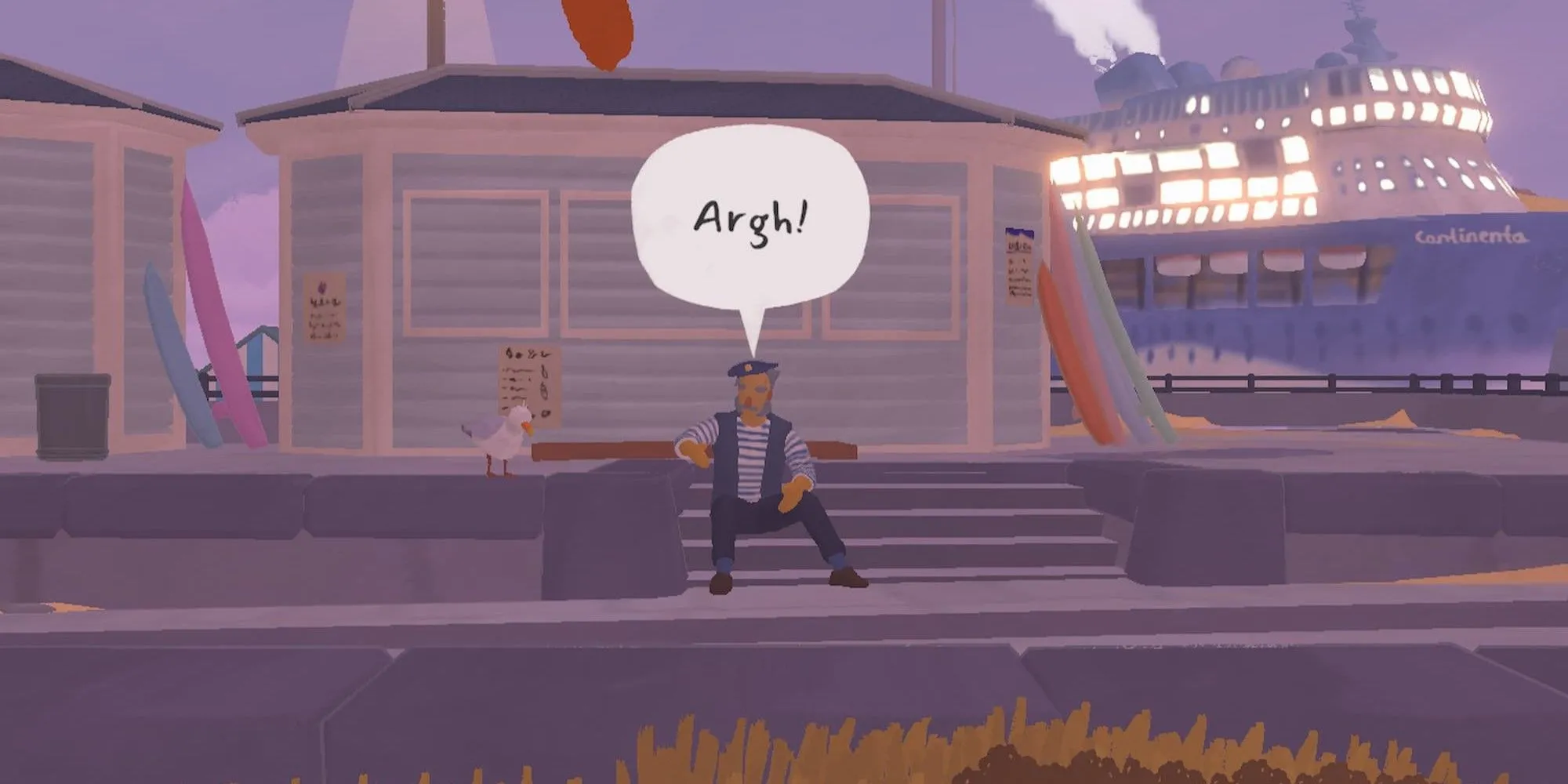 Một ông lão biểu cảm trong game Tiny Bookshop, minh họa sự đa dạng của các nhân vật địa phương