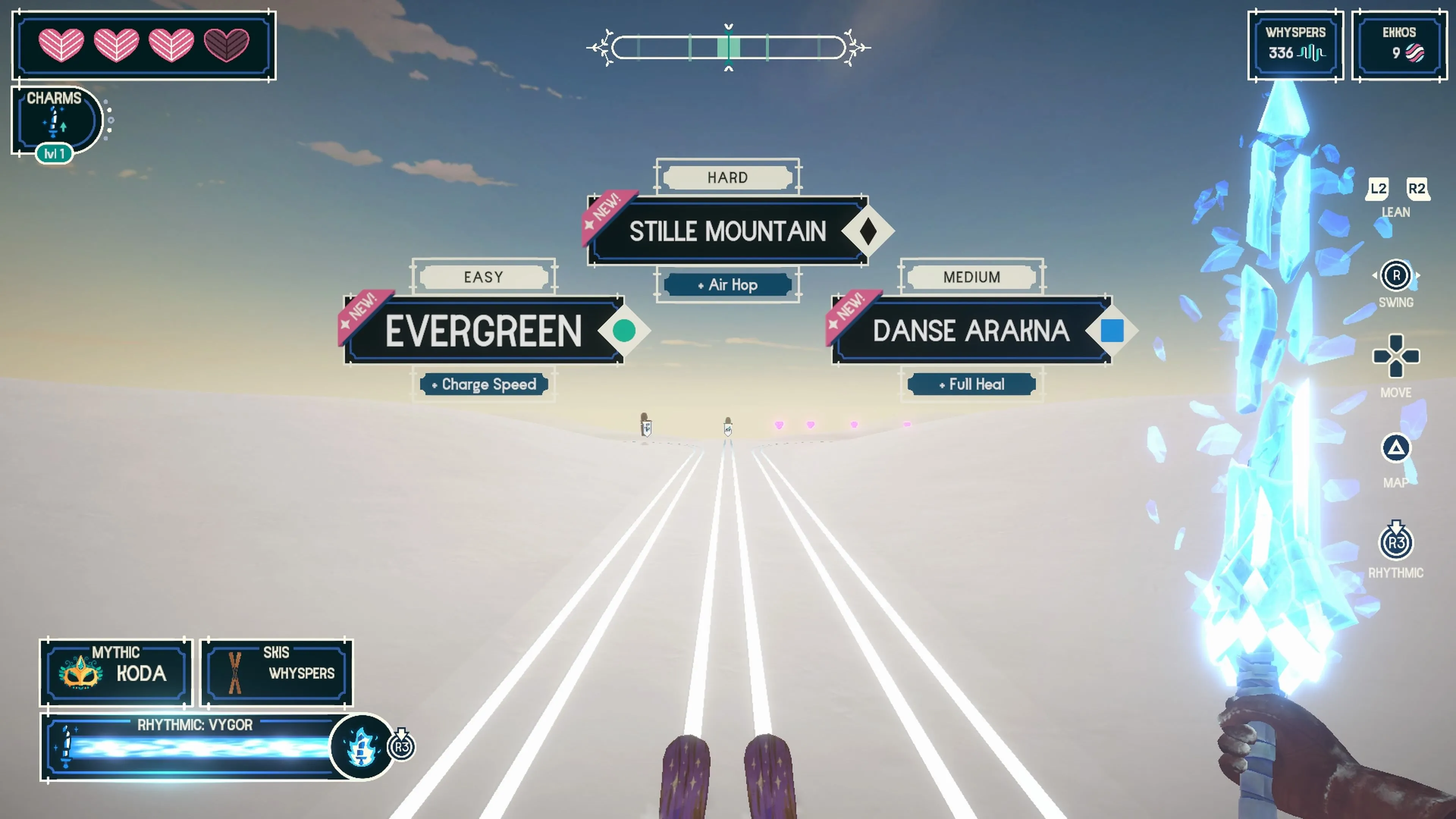 Nhân vật game Fresh Tracks lướt qua khung cảnh tuyết trắng huyền ảo, thể hiện gameplay nhanh