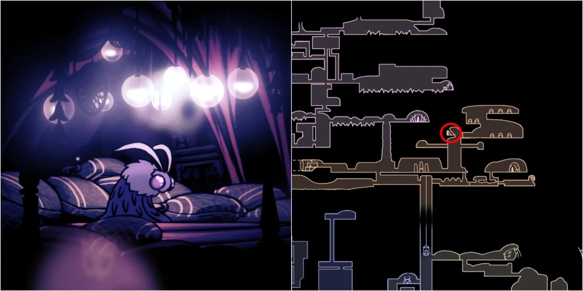 Seer trao Mảnh Mặt Nạ sau khi thu thập đủ 1500 Essence tại Resting Grounds Hollow Knight