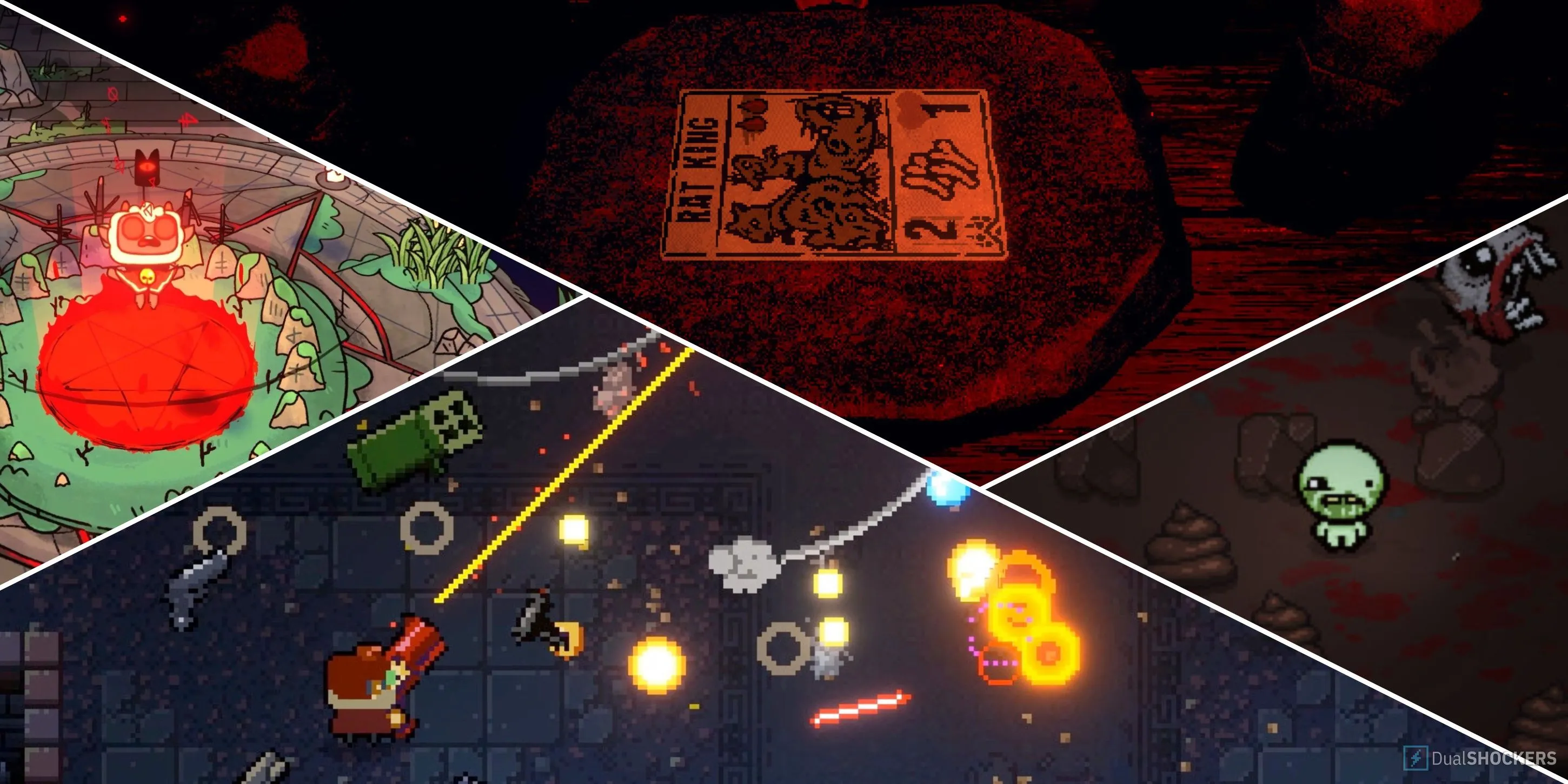 Tổng hợp các game roguelike nổi tiếng như Cult of the Lamb, Inscryption, Binding of Isaac, Gungeon