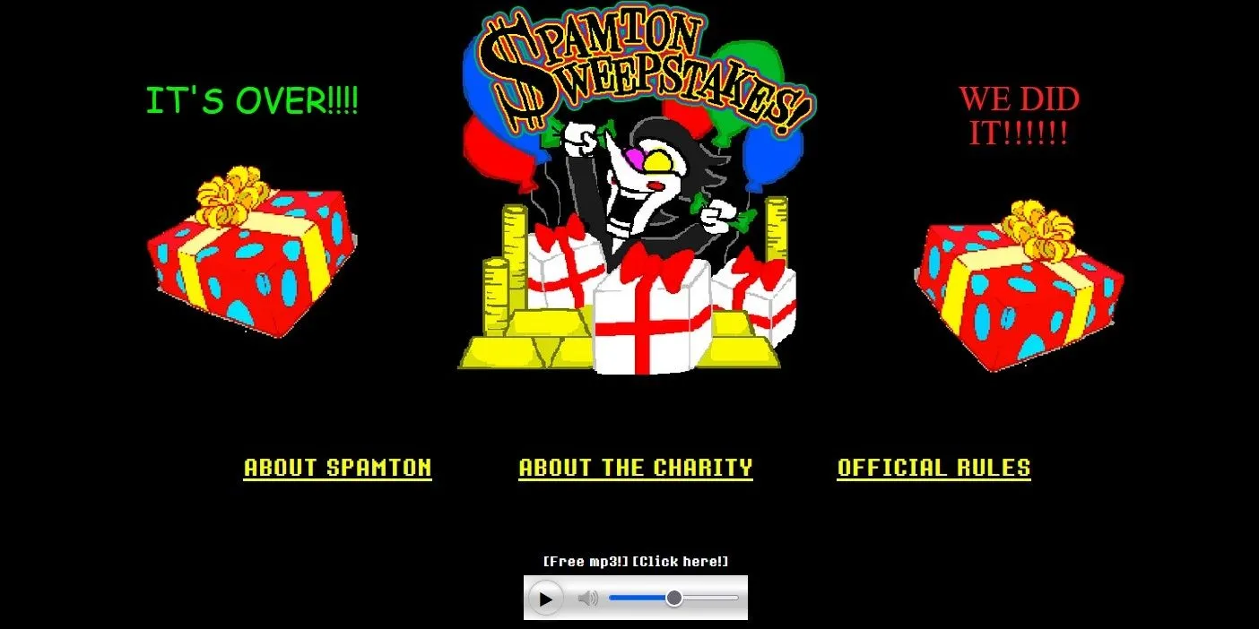Trang chính của Deltarune Spamton Sweepstakes