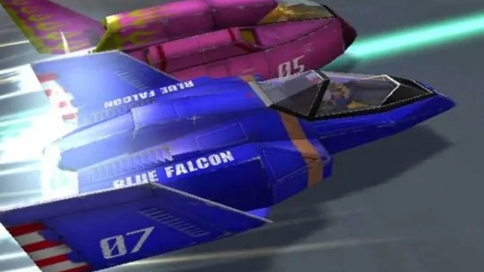 Ảnh chụp gameplay F‑Zero GX thể hiện tốc độ và thiết kế khoa học viễn tưởng đặc trưng