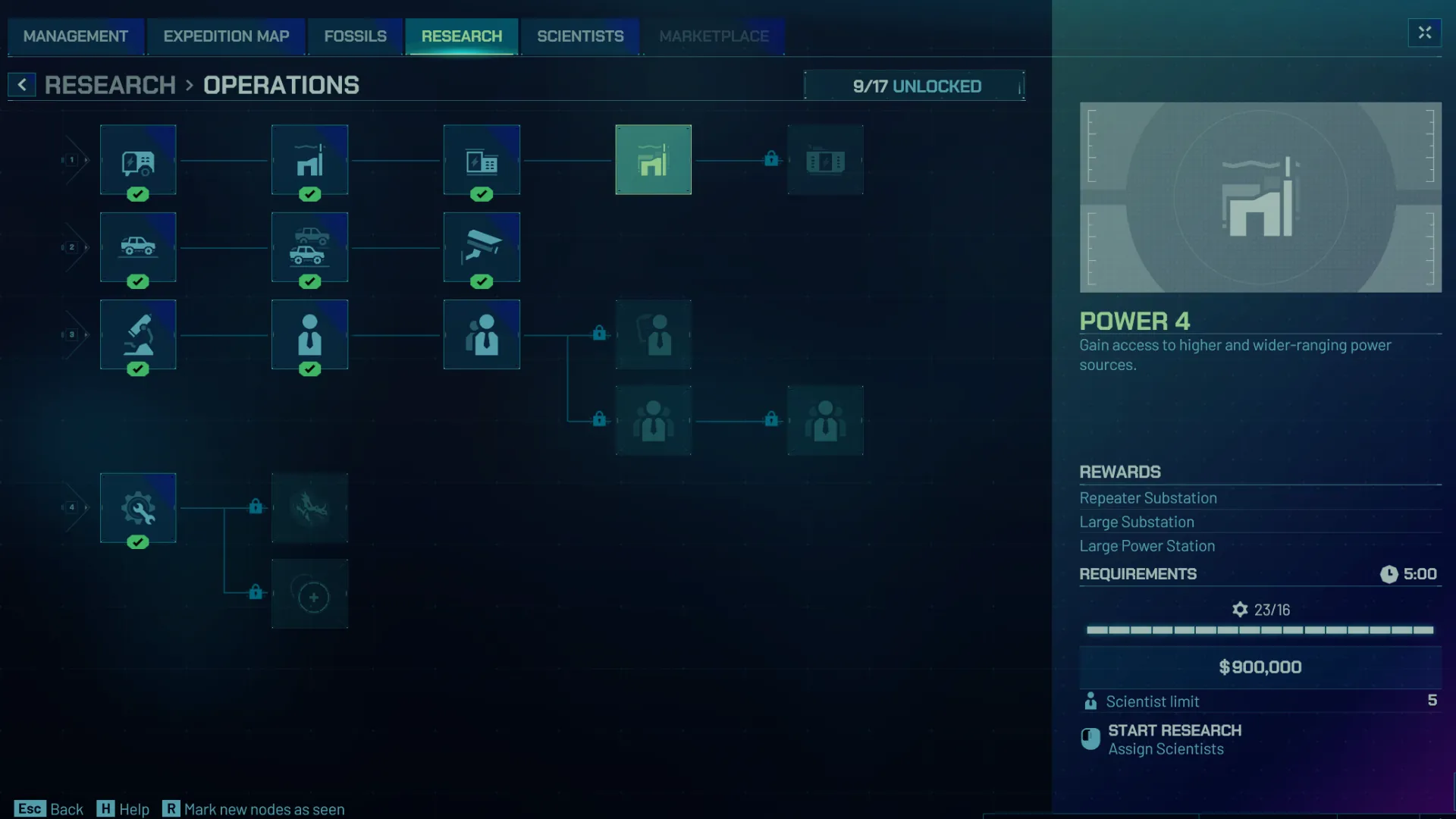 Bảng nghiên cứu năng lượng trong Jurassic World Evolution 3 - Substations và Pylons