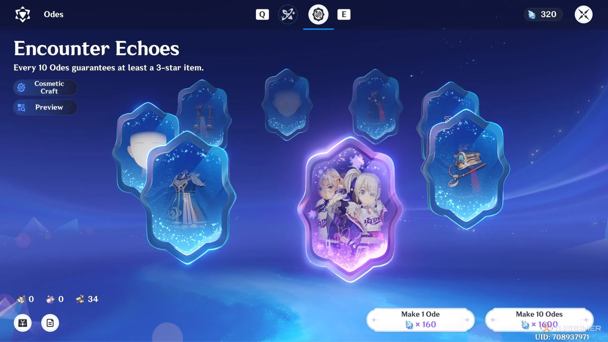 Banner F2P của Miliastra Wonderland với phần thưởng Geode of Replication và tỉ lệ pity hiển thị