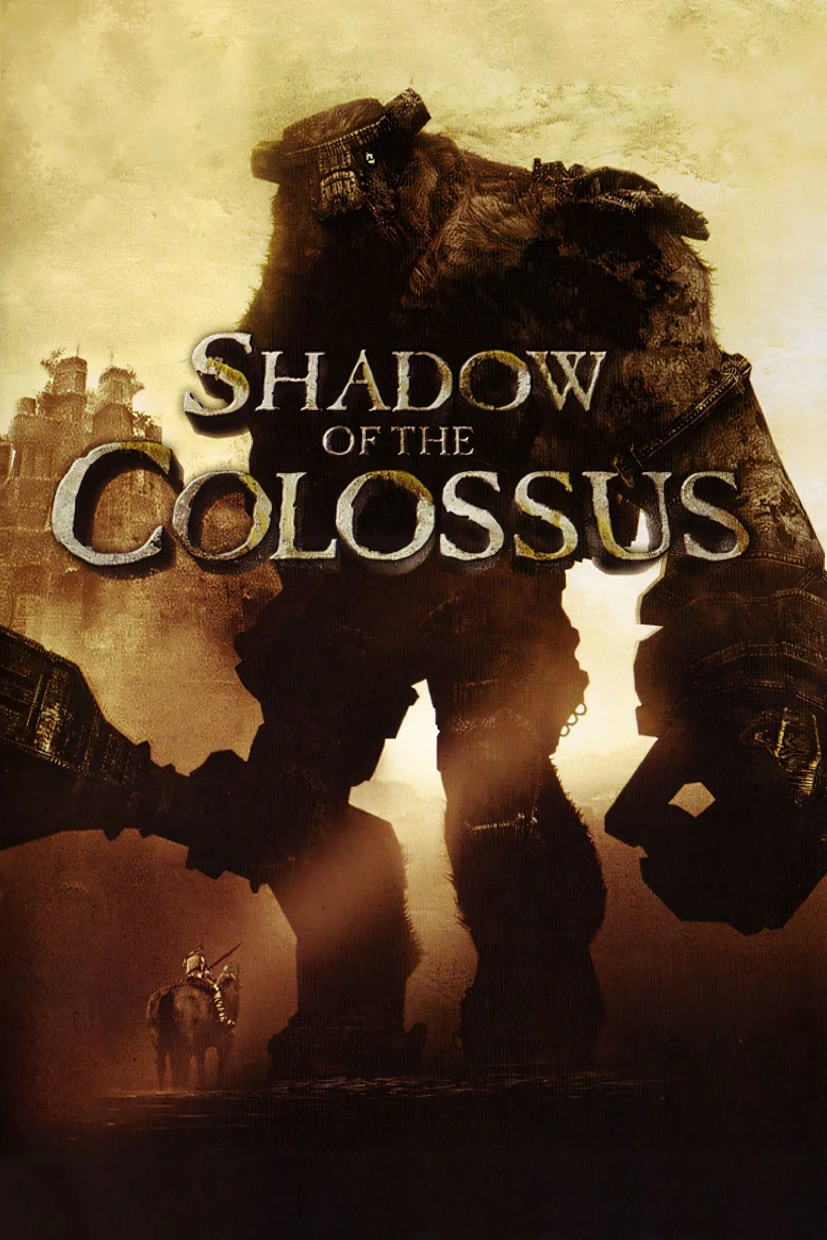 Bìa Shadow of the Colossus phiên bản PS2, cảnh chiến đấu với Colossus