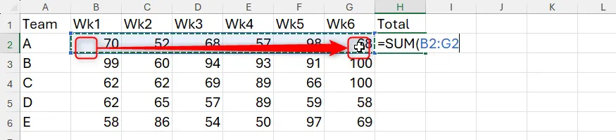 Chọn các ô để tạo tham chiếu trong công thức bằng chuột trong Excel