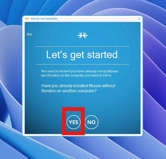 Chọn thiết lập Yes/No khi kết nối Mouse Without Borders giữa hai máy