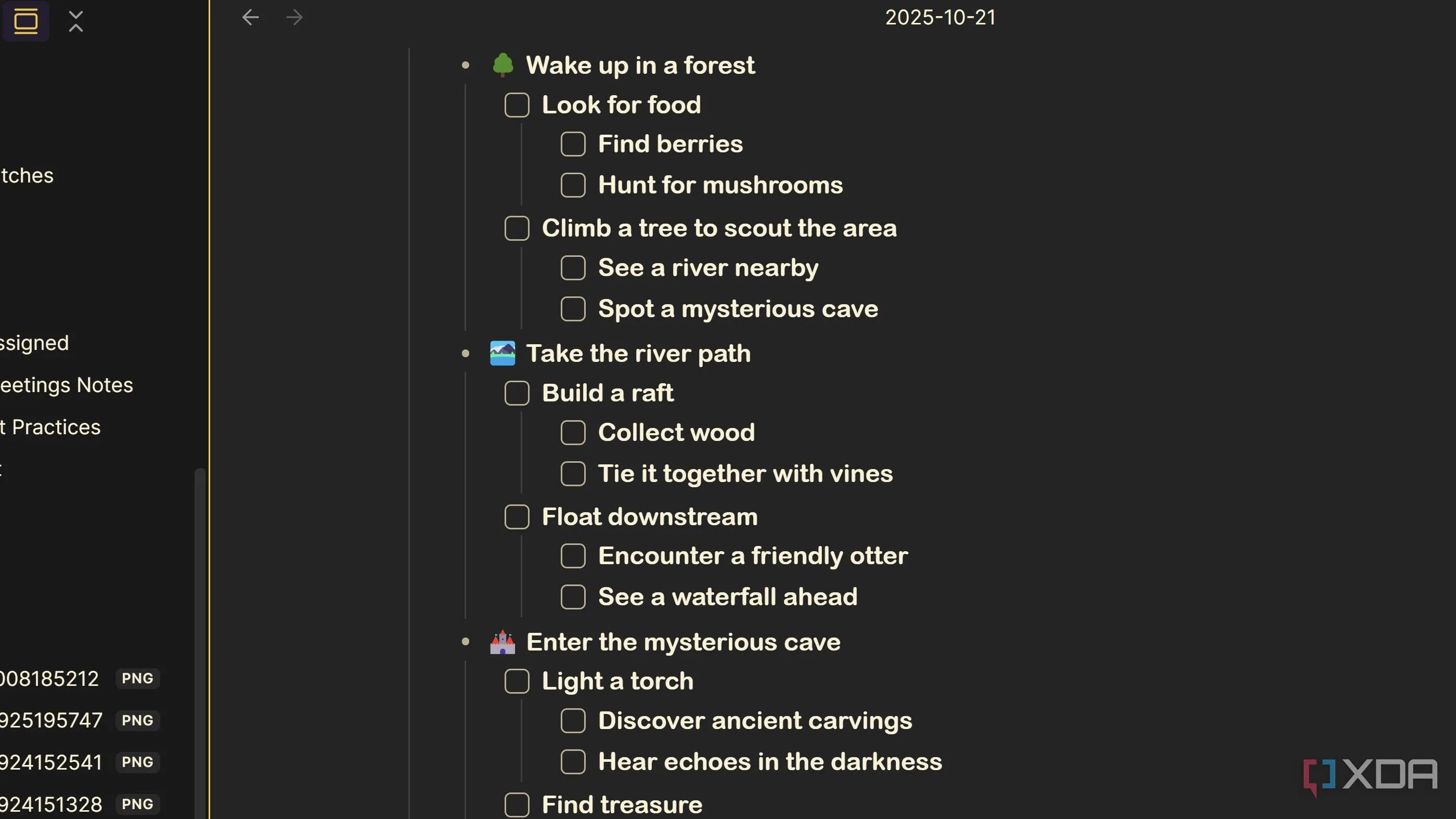 Danh sách công tác chuyến dã ngoại được sắp xếp theo kiểu Outliner, hiển thị giới hạn khi cần bố cục tự do hơn