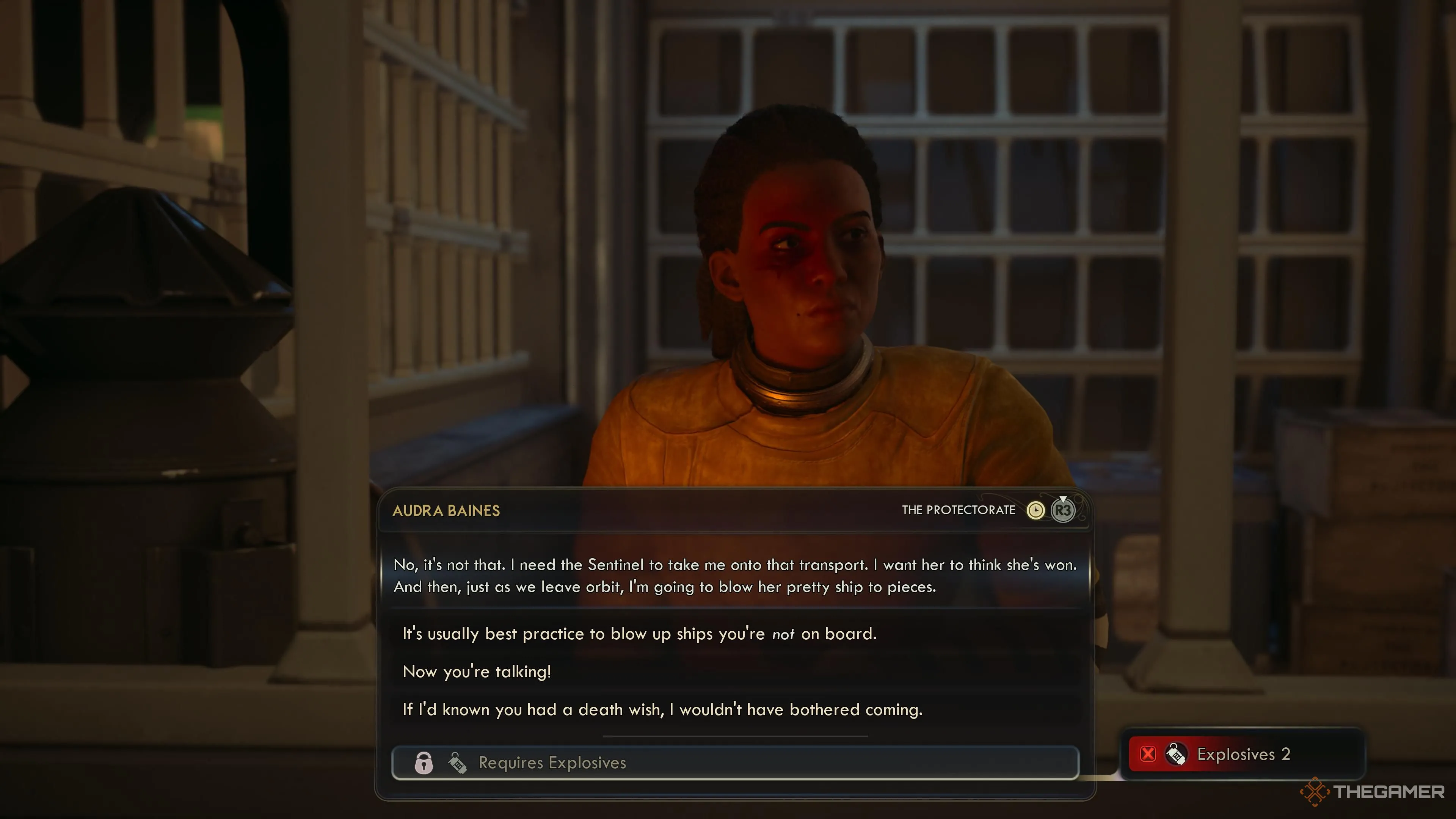 Đối thoại với Audra, thành viên Subversives, trong ô giam ở landing pad