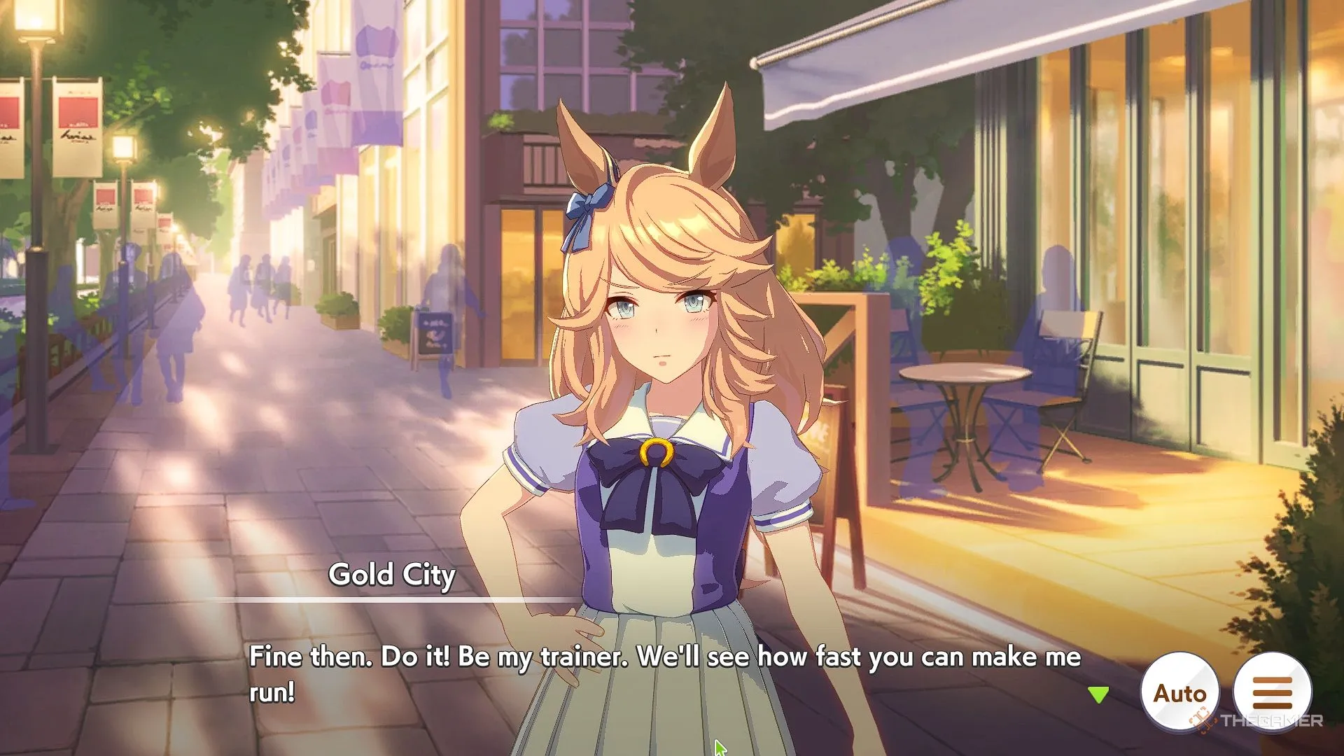 Gold City trong Umamusume trên poster mời gọi huấn luyện viên.