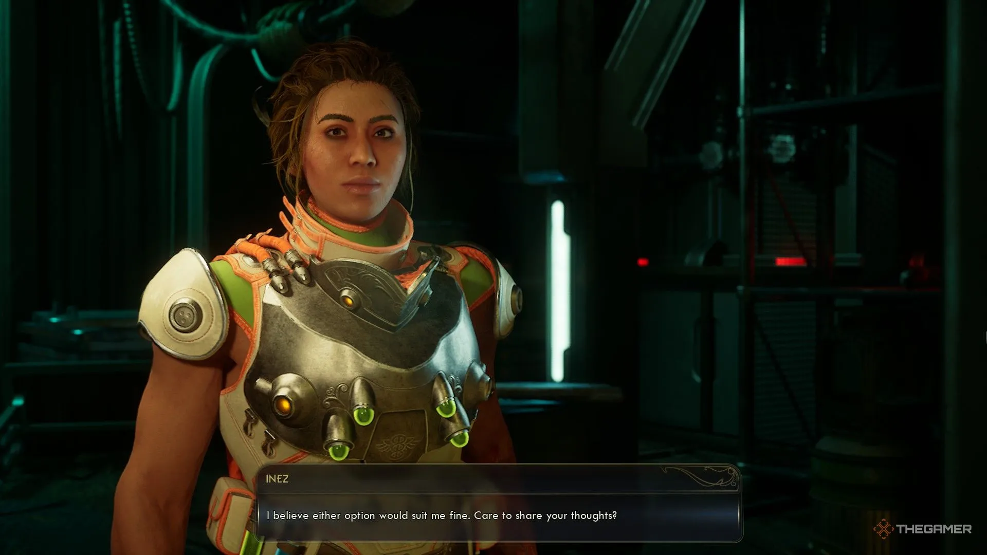 Inez hỏi bạn nên lấy graft nào để nâng khả năng chiến đấu trong The Outer Worlds 2