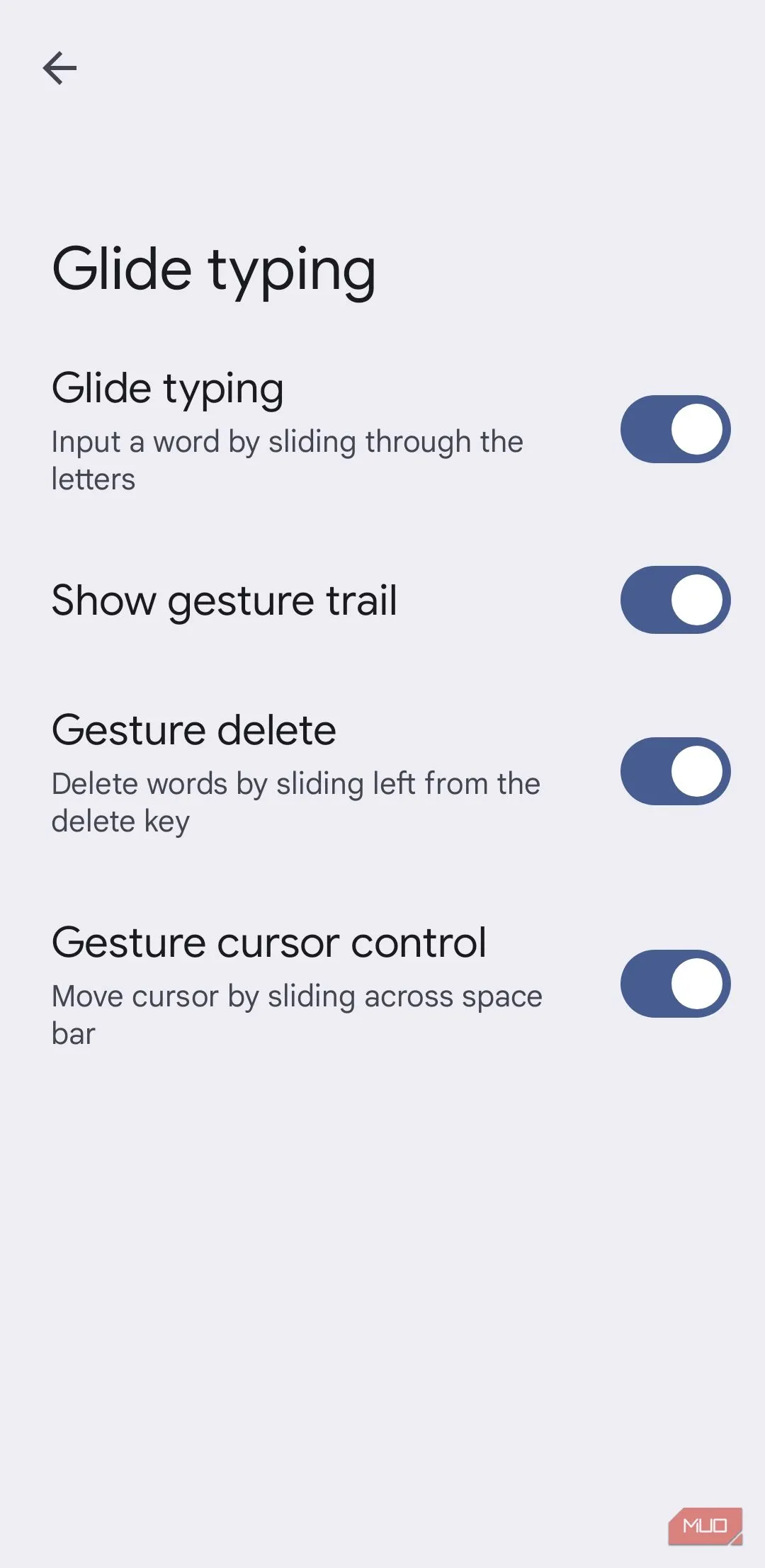 Kích hoạt Glide typing trong Gboard để vuốt gõ và di chuyển con trỏ dễ dàng