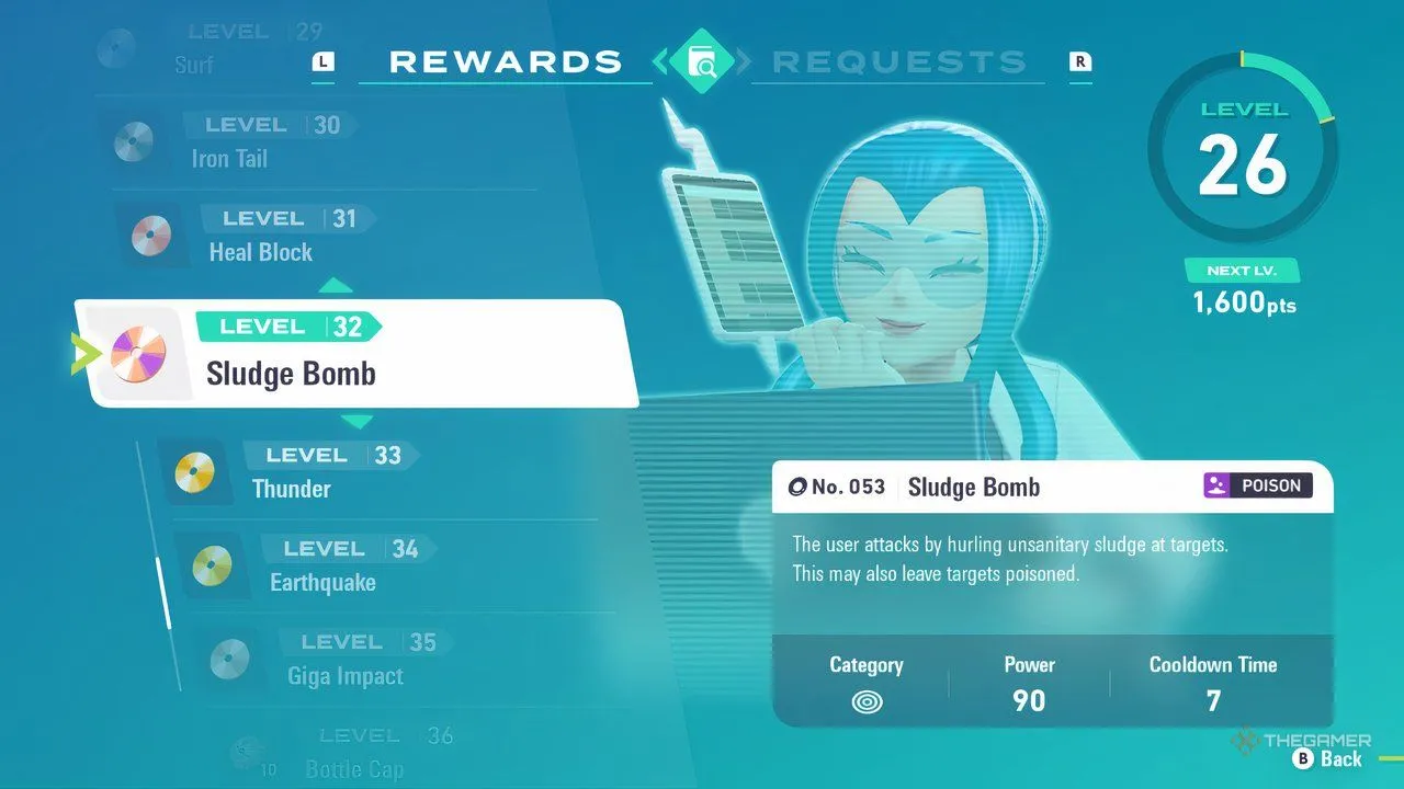 Mable research reward level 32 trong Pokemon Legends Z-A