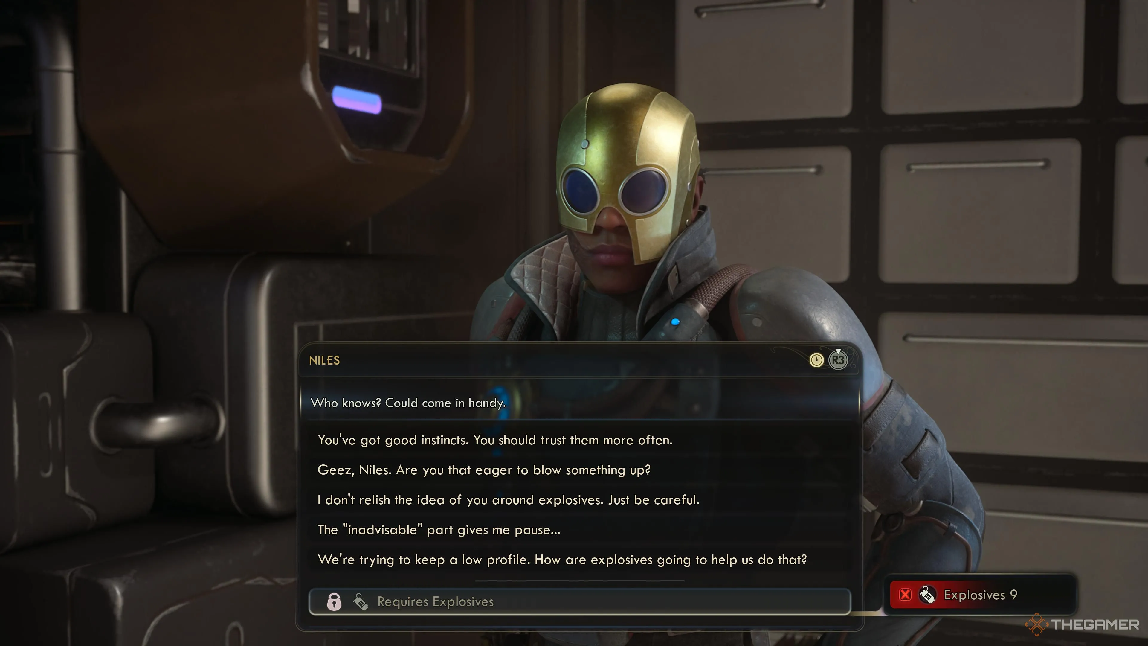 Niles giải thích về chất nổ trong The Outer Worlds 2