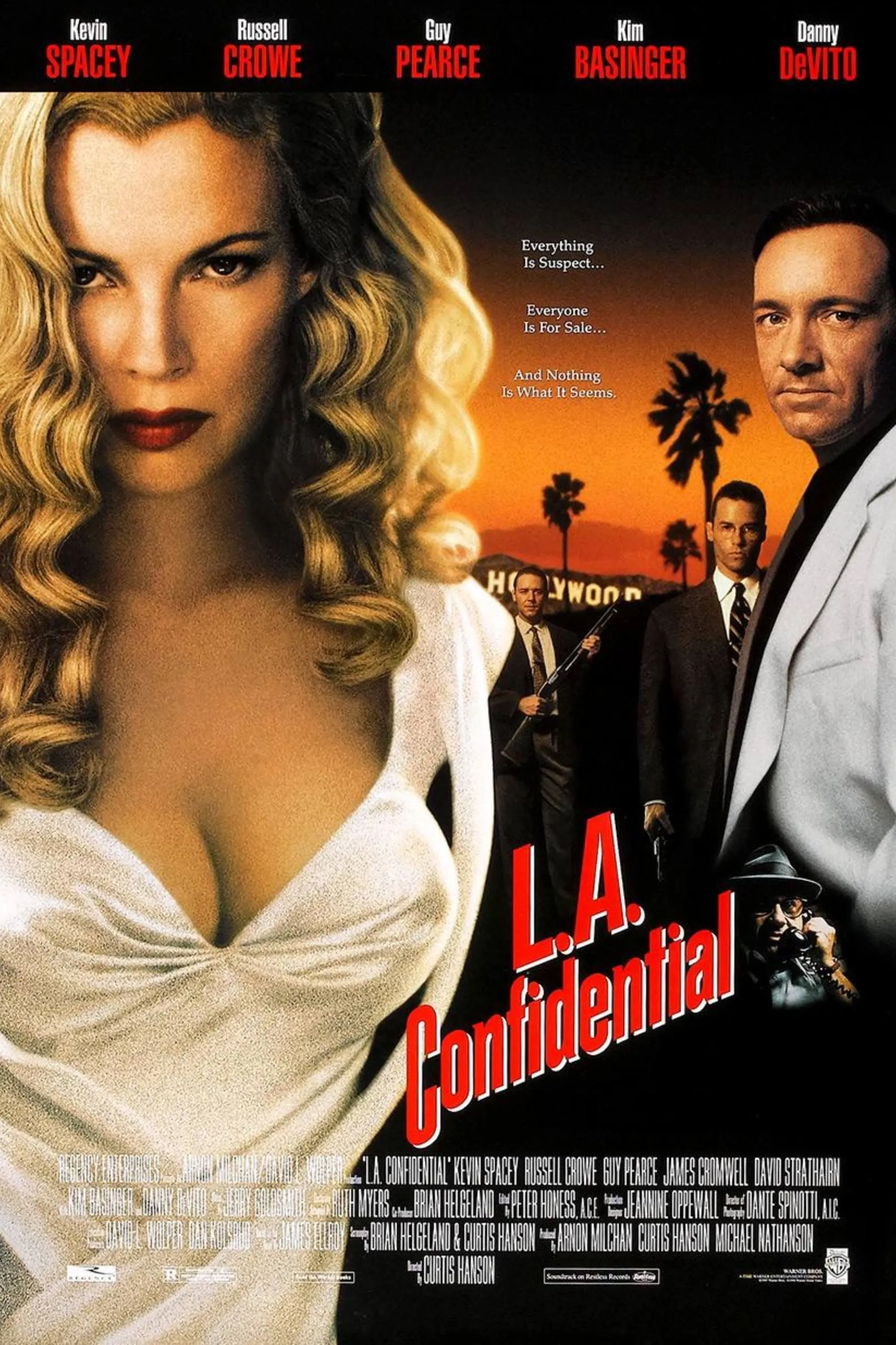 Poster L.A. Confidential (1997) với Russell Crowe, Guy Pearce, Kevin Spacey - neo-noir kinh điển về tham nhũng và âm mưu