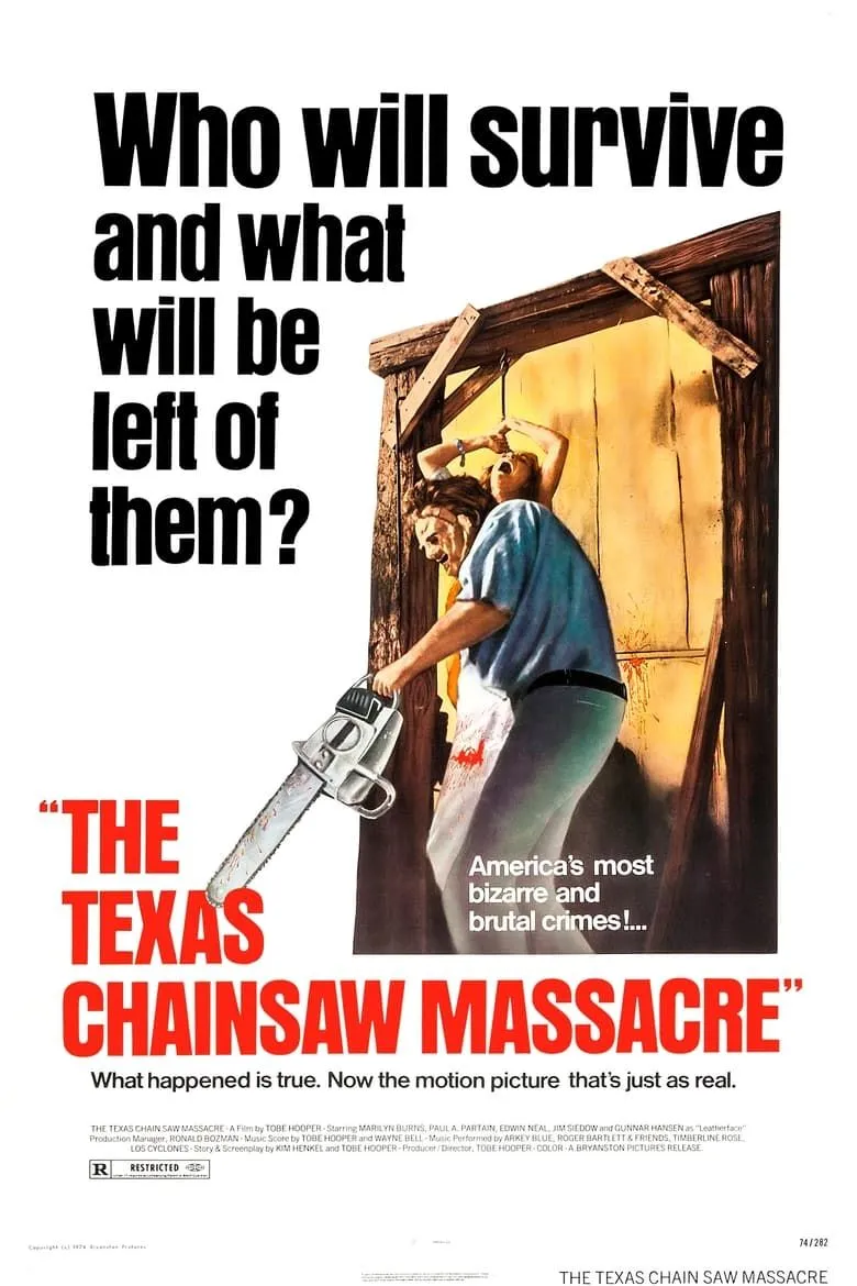 Poster The Texas Chain Saw Massacre với hình ảnh Leatherface đáng sợ