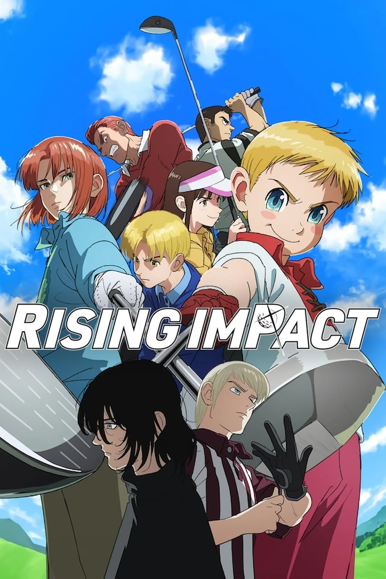 Rising Impact — poster thể hiện phong cách shonen golf, đấu trí và hài hước