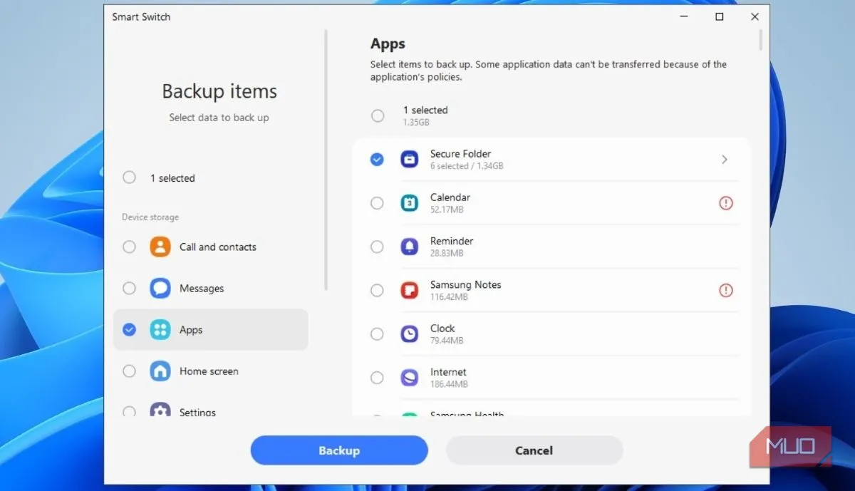 Sao lưu Secure Folder trên PC bằng Smart Switch: phục hồi dữ liệu, tin nhắn và cài đặt thiết bị