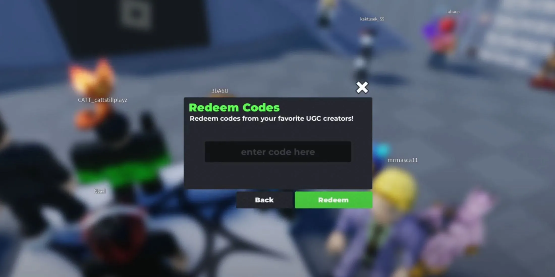 Tab đổi mã trong Flex UGC trên Roblox