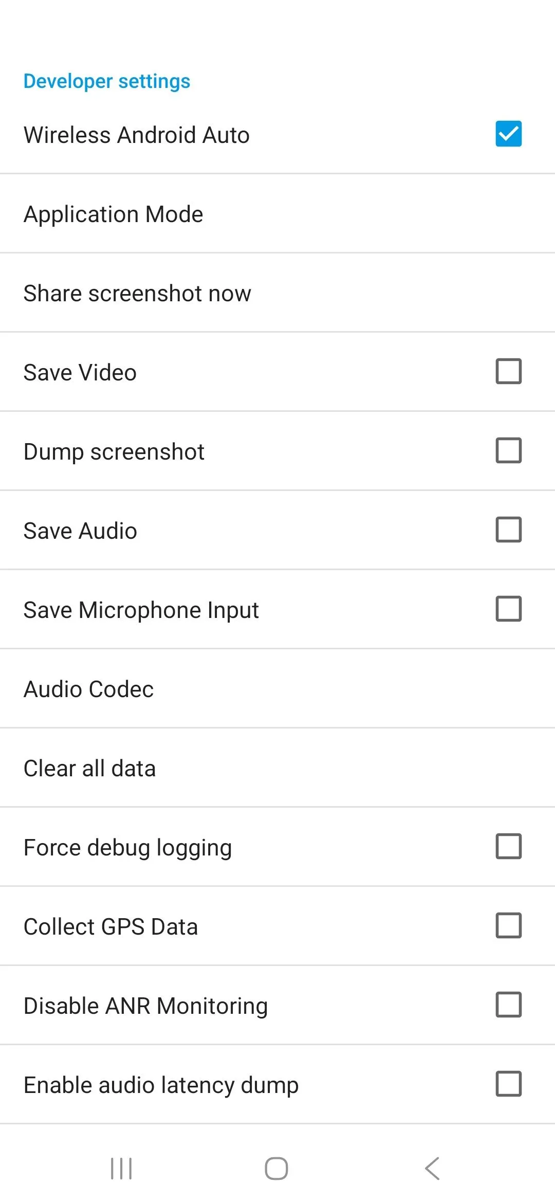 Tắt Save Audio và Save Video trong Developer settings để giảm dữ liệu và tiêu thụ pin