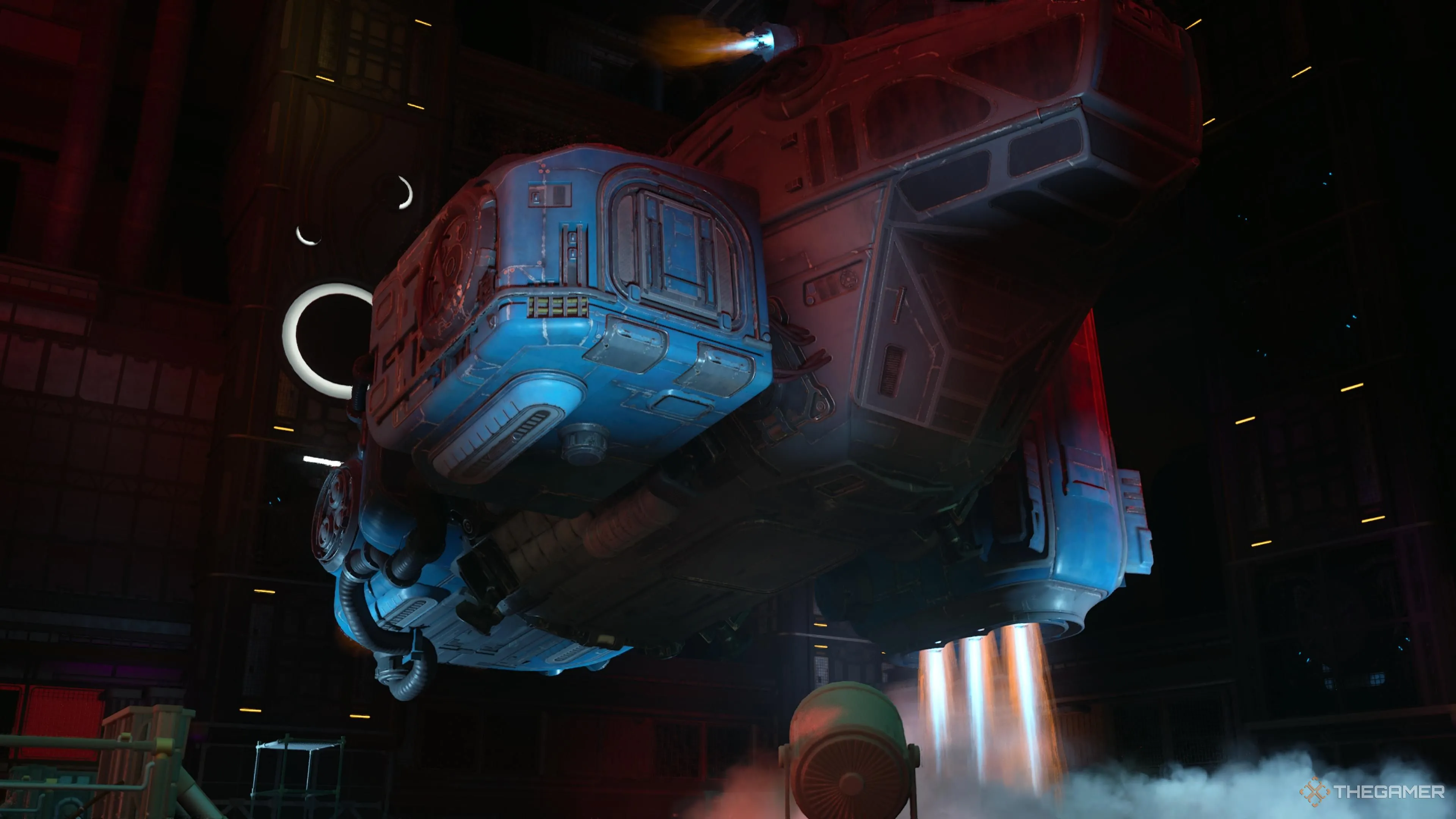 Tàu ẩn danh đáp xuống Greater Tranquility Station trong The Outer Worlds 2.