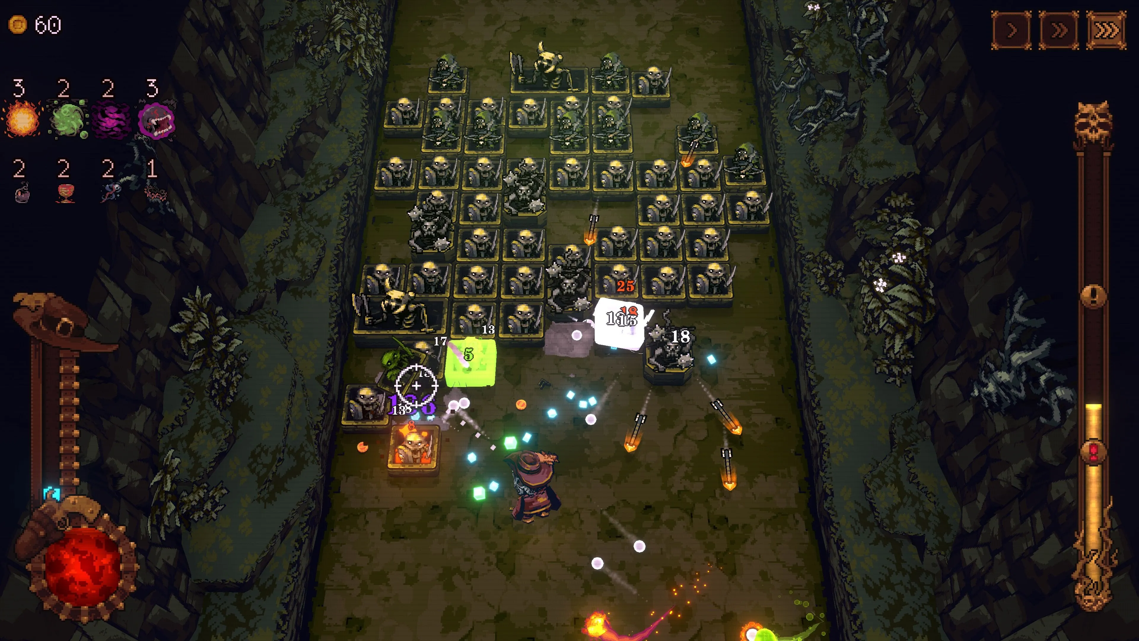 The Achyfinger trong level Bone X Yard, pha chơi Ball x Pit với cơ chế bóng và va chạm rõ nét